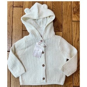 NWT Tommy Bahama Baby Hooded Knit Cardigan Sweater with Ears